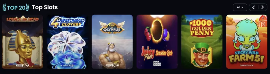 MegaBet Top 20 Slots met onder meer Legacy of Dead en Rise of Olympus