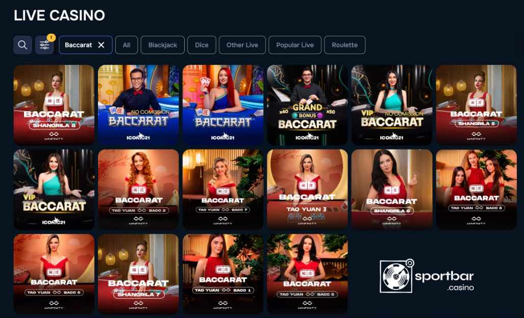 Baloobet live baccarat table