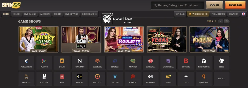 SpinBoss game shows en live entertainment