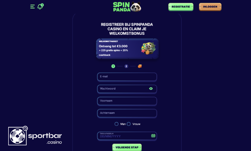 SpinPanda sign-up and login SpinPanda registration form