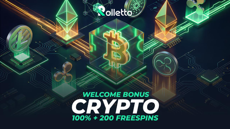 Rolletto crypto welcome bonus 100% plus 200 free spins