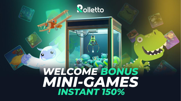 Rolletto mini-games welcome bonus — instant 150%