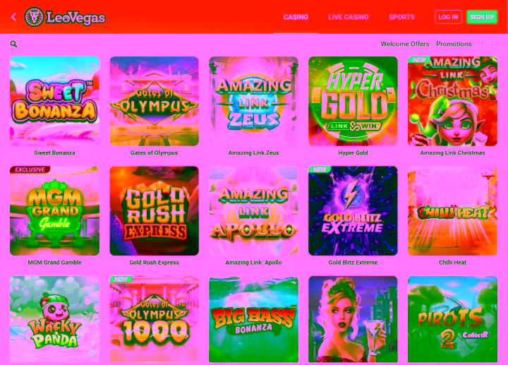 LeoVegas Casino homepage LeoVegas Casino homepage en mobiel platform