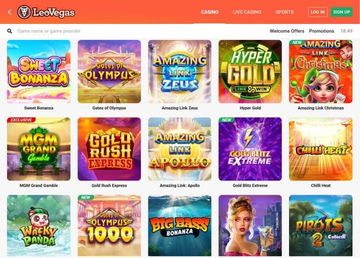 LeoVegas Casino homepage en mobiel platform