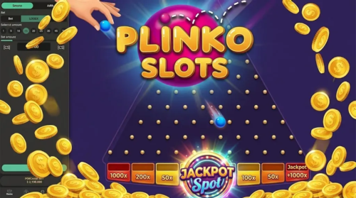 Plinko game gameplay screenshot showing peg board and multipliers