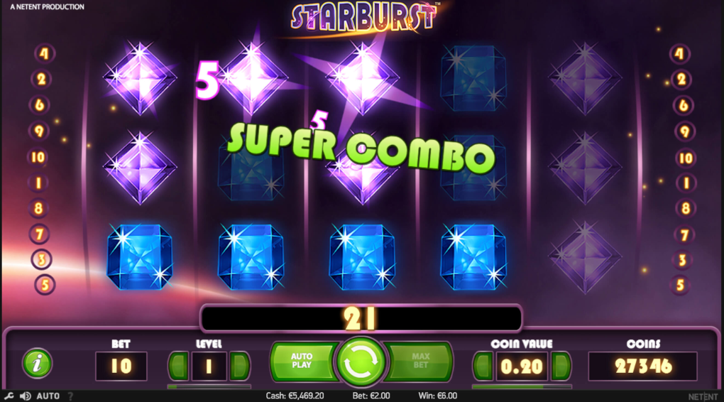 Starburst slot gameplay screenshot