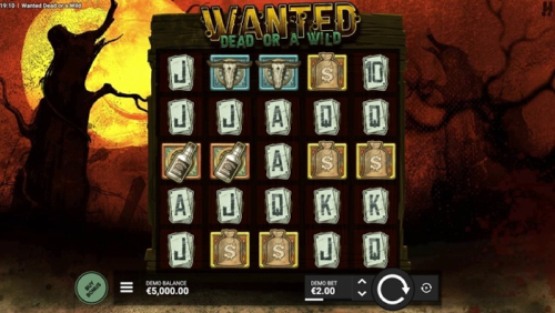 Wanted Dead or a Wild slot gameplay screenshot